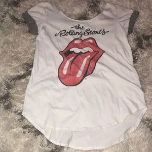 white Rolling Stones band tee
